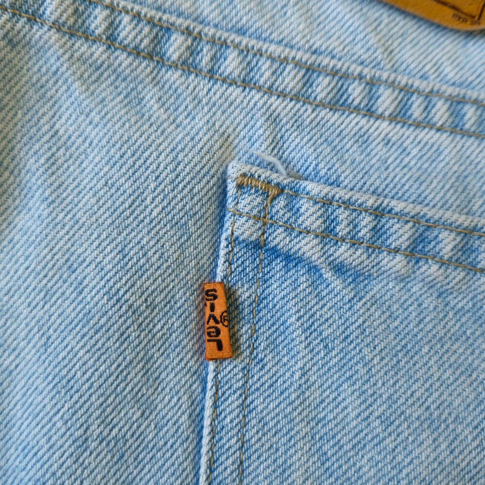Vtg 90s Levi's 550 Jean Shorts Men 42 Blue Jorts Denim Orange Tab Baggy Y2K - Picture 7 of 8